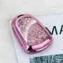 YIJINSHENG TPU Soft Plating Smart Key Fob Remote Cover Case Protector Keyless Jacket for Cadillac CT6 XT5 CTS XTS SRX ATS GTS ATSL HYQ2AB HYQ2EB Car Key Chain (Pink)