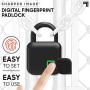 SHARPER IMAGE Fingerscan Digital Padlock, Biometric Keyless Code-Free Smart Lock, Rechargeable and IP66 Waterproof, Swing Panel