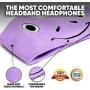 CozyPhones Kids Headphones for Girls Volume Limited with Thin Speakers & Super Soft Stretchy Headband - Perfect Toddlers & Children’s Earphones for Home, School & Travel - Purple Froggy