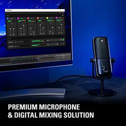 Elgato Wave:3 – USB Condenser Microphone and Digital Mixer for Streaming, Recording, Podcasting - Clipguard, Capacitive Mute, Plug & Play for PC / Mac