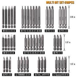 208 Piece Screwdriver Bit Set Security Bit Chrome Vanadium Steel Professional Ended Screw Tools Box by WULFPOWERPRO
