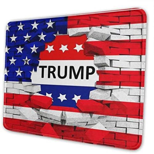 American USA Trump Flag Mouse Pad with Stitched Edge, Premium-Textured Gaming Mouse Mat, Non-Slip Rubber Base Mousepad for Laptop, Computer & PC, 10.2x8.3x0.12 inch