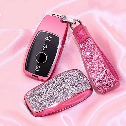 Royalfox(TM) Luxury 3 4 Buttons 3D Bling Smart keyless Entry Remote Key Fob case Cover for Mercedes-Benz E-Class S-Class W213 2016 2017 2018 2019,with Keychain (Pink) Royalfox(TM) Luxury 3 4 Buttons 3D Bling Smart keyless Entry Remote Key Fob case Cover for Mercedes-Benz E-Class S-Class W213 2016 2017 2018 2019,with Keychain (Pink)