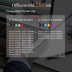 OfficeWorld Compatible Ink Cartridges Replacement for Canon 280 281 PGI-280XXL CLI-281XXL, for Pixma TS9120 TR8520 TS6120 TS6320 TS6220 TS8120 TS8220,6 Pack(1PGBK, 1BK, 1C, 1M, 1Y, 1PB)