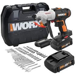 WORX WX176L.1 Switchdriver 2-in-1 Cordless Drill and Driver with Rotating Dual Chucks and 2-Speed Motor with Precise Electronic Torque Control Kit (67 Piece)