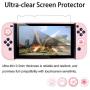 BRHE Pink Travel Carrying Case Accessories Kit for Nintendo Switch with Hard Protective Cover, Glass Screen Protector, Ultra-Thin Adjustable Stand and Thumb Grip Caps 10 in 1