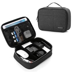 BAGSMART Electronics Travel Organizer Bag for Adaptors, Chargers, iPhone, ipad air, ipad Mini, 9.7 Ipad Pro, Kindle, Black
