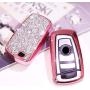 Royalfox(TM) Luxury 3 4 Buttons Girly 3D Bling Smart keyless Remote Key Fob case Cover for BMW 1 2 3 5 7 M Series,BMW X1 X3 X4 M2 M3 M4 M5(Model b-Pink)