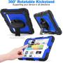 SEYMAC stock Case for iPad Mini 5/4, Protection [Full-Body] Case with 360 Degrees Rotating Stand [Pencil Holder] [Screen Protector] Hand Strap for iPad Mini 5th/4th Generation 7.9 inch(Blue+Black)