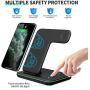 WAITIEE 3 in 1 Wireless Charger,Qi-Certified 15W Fast Charging Station for Apple iWatch Series SE/6/5/4/3/2/1,AirPods, Compatible with iPhone 12/11 Series/XS MAX/XR/XS/X/8/8 Plus/Samsung (Black)