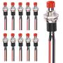DaFuRui 10Pack Red 1A 250V AC 2 Pins SPST Normal Open Mini Momentary Push Button Switch with Pre-soldered Wires
