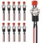 DaFuRui 10Pack Red 1A 250V AC 2 Pins SPST Normal Open Mini Momentary Push Button Switch with Pre-soldered Wires