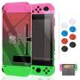 Case for Nintendo Switch, Fit The Dock Station, Protective Accessories Cover Case for Nintendo Switch and Joy Con Controller Dockable with a Tempered Glass Screen Protector, Pink & Green