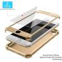 ORETECH Designed for iPhone SE 2020 Case with[2 x Tempered Glass Screen Protector] 360° Full Body Protection Cover Hard PC Soft Rubber Silicone for iPhone SE 2nd Generation (2020)-4.7- Gold