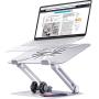 Skrebba Laptop Stand, EPN Laptop Riser with Heat-Vent to Elevate Laptop, Adjustable Ergonomic Desktop Laptop Stand Holder with Slide-Proof Silicone and Protective Hooks, for MacBook Pro/Air (Silver)