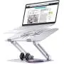 Skrebba Laptop Stand, EPN Laptop Riser with Heat-Vent to Elevate Laptop, Adjustable Ergonomic Desktop Laptop Stand Holder with Slide-Proof Silicone and Protective Hooks, for MacBook Pro/Air (Silver)