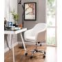 Home Office Chair Executive Mid Back Computer Table Desk Chair Swivel Height Adjustable Ergonomic with Armrest White