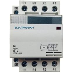 50 Amp 4 Pole Contactor Normally Open (N/O) 120V Coil, 32A Motor, IEC 63A, 60A DIN