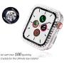 Fullife Compatible for Apple Watch Case Screen Protector 38mm, Bling Crystal Full Cover Tempered Glass Protective Case Compatible for Apple Watch Series 6/5/4/3/2/1 38mm 40mm 42mm 44mm, Clear