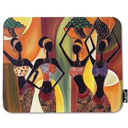 Mugod African Women Mouse Pad Four Sexy African Womens with Beautiful Dress Dance Mouse Mat Non-Slip Rubber Base Mousepad for Computer Laptop PC Gaming Working Office & Home 9.5x7.9 Inch