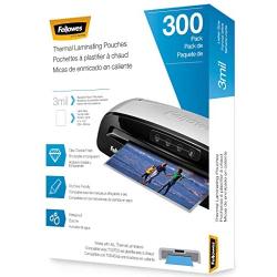 Fellowes Thermal Laminating Pouches, Letter Size Sheets, 3mil, 300 Pack, Clear (5247101)