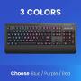 Azio Large Print Waterproof USB Keyboard - Wired 3-Color LED Backlit and Washable with Silver Antimicrobial Protection | Keyboards for Windows PC Version, Led Black/Blue Purple Red (KB530)