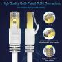 Cat 8 Ethernet Cable 2 ft White, Heavy Duty High Speed 40Gbps 2000Mhz Cat8 RJ45 Network Cable, Weatherproof UV Resistant 26AWG Internet LAN Cord for Router Modem Laptop Mac PS4 Xbox