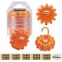 Twinkle Star 6 Pack LED Road Flares Flashing Warning Lights Roadside Safety Emergency Disc Beacon for Car, Marine Boat, Include 18 AAA batteries