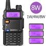 Ham Radio UV-5R 8Watt Dual Band Two Way Radio with More 3800mAh Battery and Tube Earpiece and Handheld MIC and NA-771 Antenna and USB Programming Cable