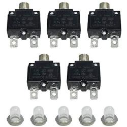 IZTOSS 5PCS 10Amp Circuit Breakers with manual reset Waterproof Button transparent Cover DC50V AC125-250V with Quick Connect Terminals