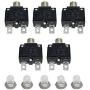 IZTOSS 5PCS 10Amp Circuit Breakers with manual reset Waterproof Button transparent Cover DC50V AC125-250V with Quick Connect Terminals