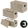 mDesign Natural Woven Water Hyacinth Closet Storage Organizer Basket Bin with Removeable Lids to use in Closet, Bedroom, Bathroom, Entryway, Office - Set of 3 - Gray Finish