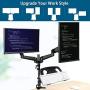 Dual Monitor Stand - Gas Spring Monitor Mount with Laptop Tray Fit Two 13 to 27 Inch Flat Curved Computer Screens and 10 to 17 Inch Notebooks with C Clamp, Grommet Mounting Base