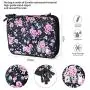 Universal Electronics Accessories Organizer, Waterproof Portable Cable Organizer Bag,Travel Gear Carry Bag for Cables (L, Black) (Flower, L)