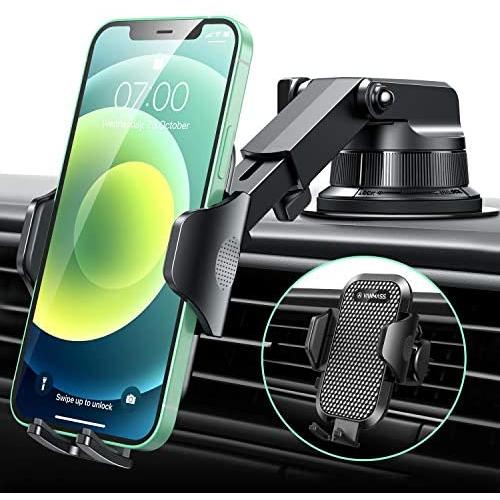 [Upgraded] VANMASS Universal Car Phone Mount [for Trip & Family & Friend] Handsfree Windshield Dash Air Vent Cell Phone Holder Car, Compatible with iPhone 12 11 Xs Max XR X SE Samsung S20 S10 Note 10