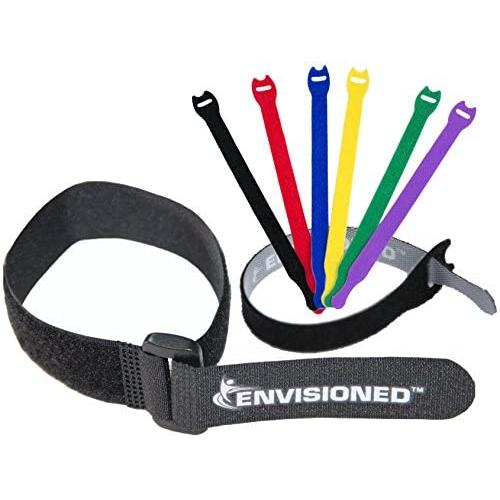 Elastic Reusable Cinch Straps & Cable Ties, 26 Pack Combo Set Assortment, Multipurpose Quality Hook & Loop Cable Organizer, Securing Straps