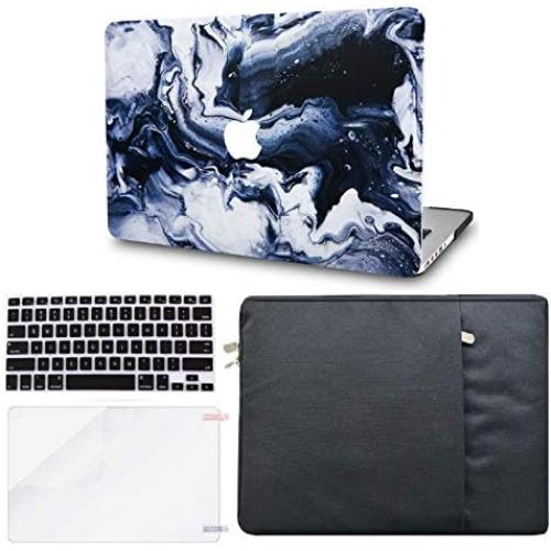 KECC Laptop Case Compatible with Old MacBook Pro 13'' (CD Drive) w/Keyboard Cover + Sleeve + Screen Protector (4 in 1 Bundle) Plastic Hard Shell Case A1278 (Black Grey Marble)