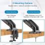 HUANUO Dual Monitor Stand - Adjustable Spring Monitor Desk Mount Swivel Vesa Bracket with C Clamp, Grommet Mounting Base for 17 to 27 Inch Computer Screens - Each Arm Holds 4.4 to 14.3lbs