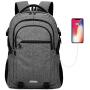 15.6 inch Laptop Backpack Men, Travel Water Resistant Backpack with USB Charging Port Multiple Pockets School Backpack, Durable Lightweight Computer Backpack for Men and Women, Black (Grey)