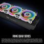 Thermaltake Riing Quad 120mm 16.8 Million RGB Color (Alexa, Razer Chroma) Software Enabled 4 Light Rings 54 LED 9 Blades Hydraulic Bearing White Case/Radiator Fan, Single Pack, CL-F100-PL12SW-C