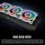 Thermaltake Riing Quad 120mm 16.8 Million RGB Color (Alexa, Razer Chroma) Software Enabled 4 Light Rings 54 LED 9 Blades Hydraulic Bearing White Case/Radiator Fan, Single Pack, CL-F100-PL12SW-C