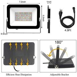 T-SUNUS 30W RGB Flood Light, Color Changing Outdoor Spotlight with Remote Control 4 Modes 16 Colors Dimmable Wall Wash Lights Party Stage Landscape Light 2 Pack