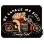 oFloral Girl Gaming Mouse Pad Pin Up Blondie On Motorcycle Woman Playing Poker Cards Decorative Mousepad Rubber Base Home Decor for Computers Laptop Office Home 7.9X9.5 Inch