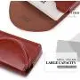 FYY Handmade Premium PU Leather Business Name Card Case Universal Card Holder with Magnetic Closure (Hold 30 pics of Cards) Brown