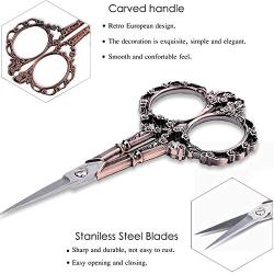 BIHRTC 2Pairs 4.5 Inch Vintage Plum Blossom Scissors and 3.6 Inch Embroidery Scissors Small Stainless Steel Sharp Sewing Scissors for Embroidery, Sewing, Craft, Art Work & Everyday Use