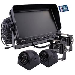 Camnex Car Backup Camera System 7 inch Monitor Build-in DVR Recorder with Quad Split Screen Rear View Camera System Kit 4 x Camera for Truck Van Caravan Trailers Camper Bus RV