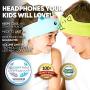 CozyPhones Kids Headphones for Girls Volume Limited with Thin Speakers & Super Soft Stretchy Headband - Perfect Toddlers & Children’s Earphones for Home, School & Travel - Purple Froggy