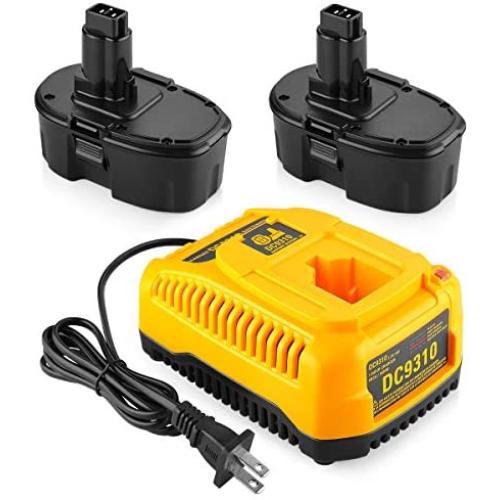 Energup 2Pack DC9096 Replacement Dewalt 18V XRP Battery DC9096 DC9099 DC9098 DW9099 DW9098 Dewalt 18Volt Batteries + DC9310 Dewalt Charger for Dewalt 7.2-18V Ni-Cad Ni-Mh 18V Dewalt Battery Charger