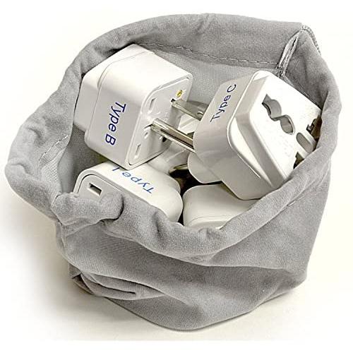 Ceptics Adapter Plug Set for World Wide International Travel Use - Grounded Safe - Works with Cell Phones, Chargers, Batteries, Camera, and More