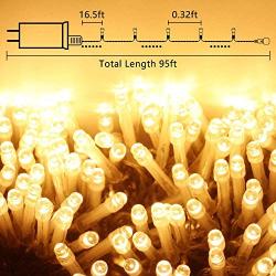 95FT 240LED Christmas Decorations Lights, Waterproof Twinkle Lights, Indoor/Outdoor Christmas Lights, 8 Mode Clear Wire Mini Lights for Christmas Trees Wedding Festival Party Decoration (Warm White)